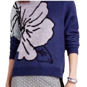 HWA wool mohair bold flower design sweater